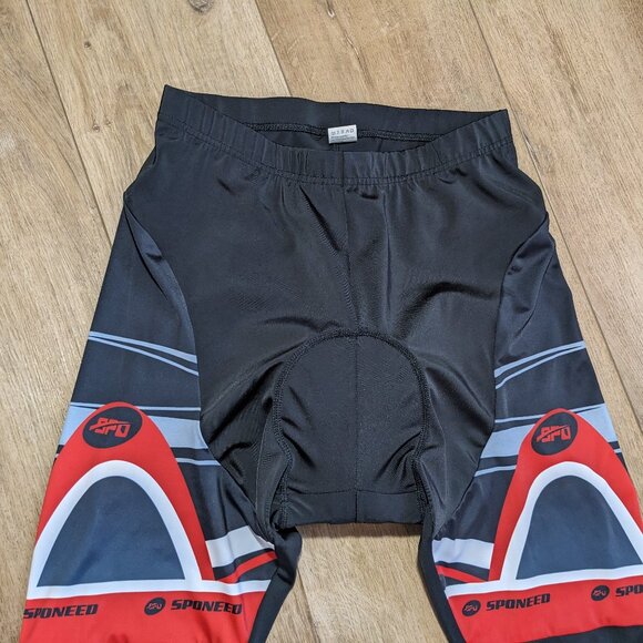 Sponeed Men's Sz L Large Compression Cycling Padded Bottom Pants Black Red - Picture 2 of 11